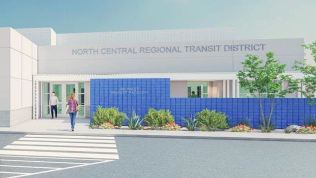 A rendering of the Jim West Regional Transit Center headquarters.