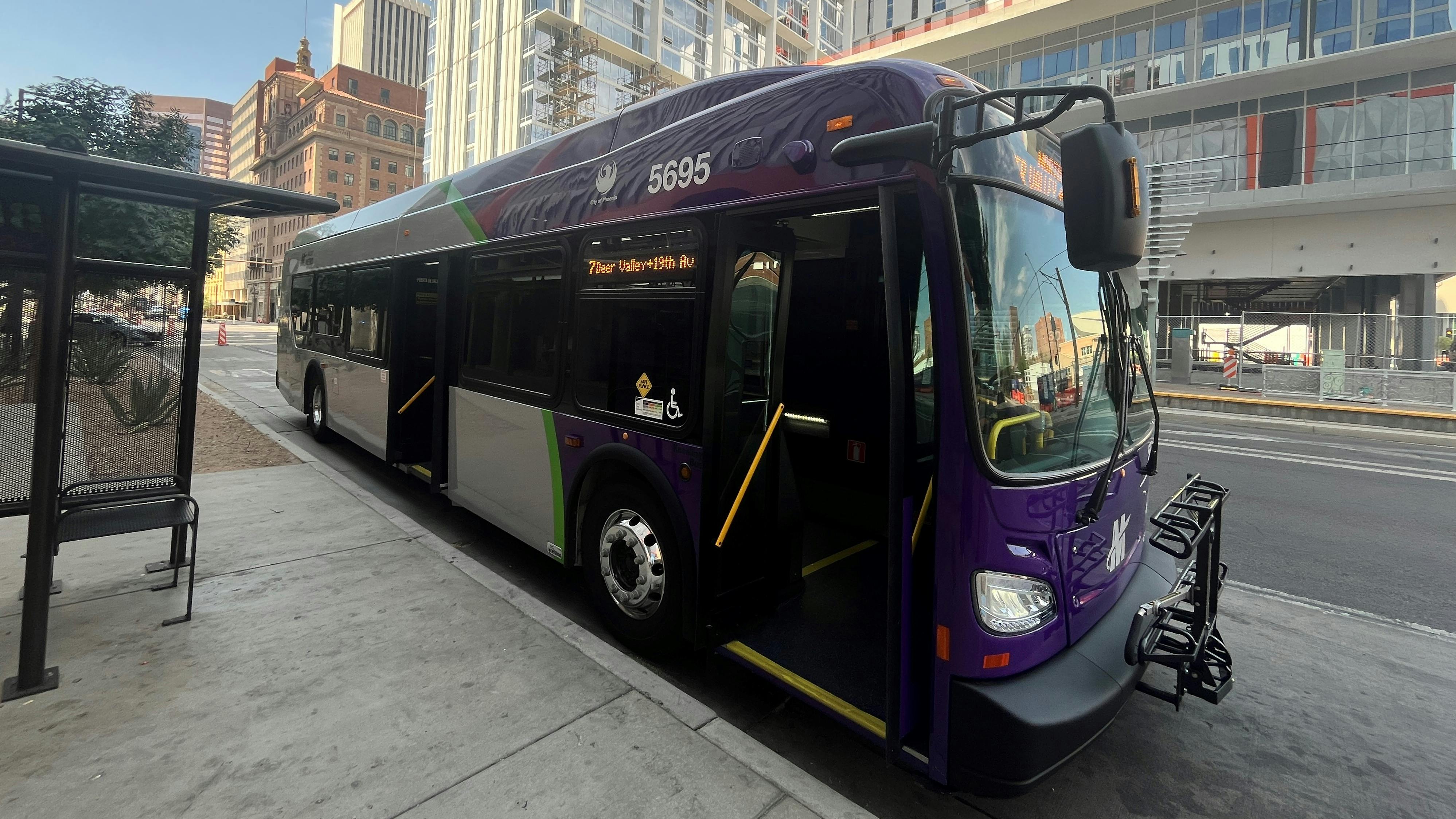 Hybrid buses enter service in Phoenix, Ariz..