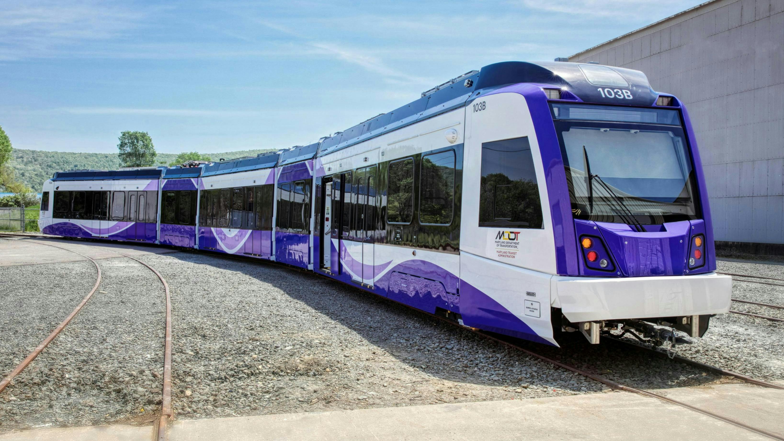 A file photo of a CAF-manufactured Purple Line train.