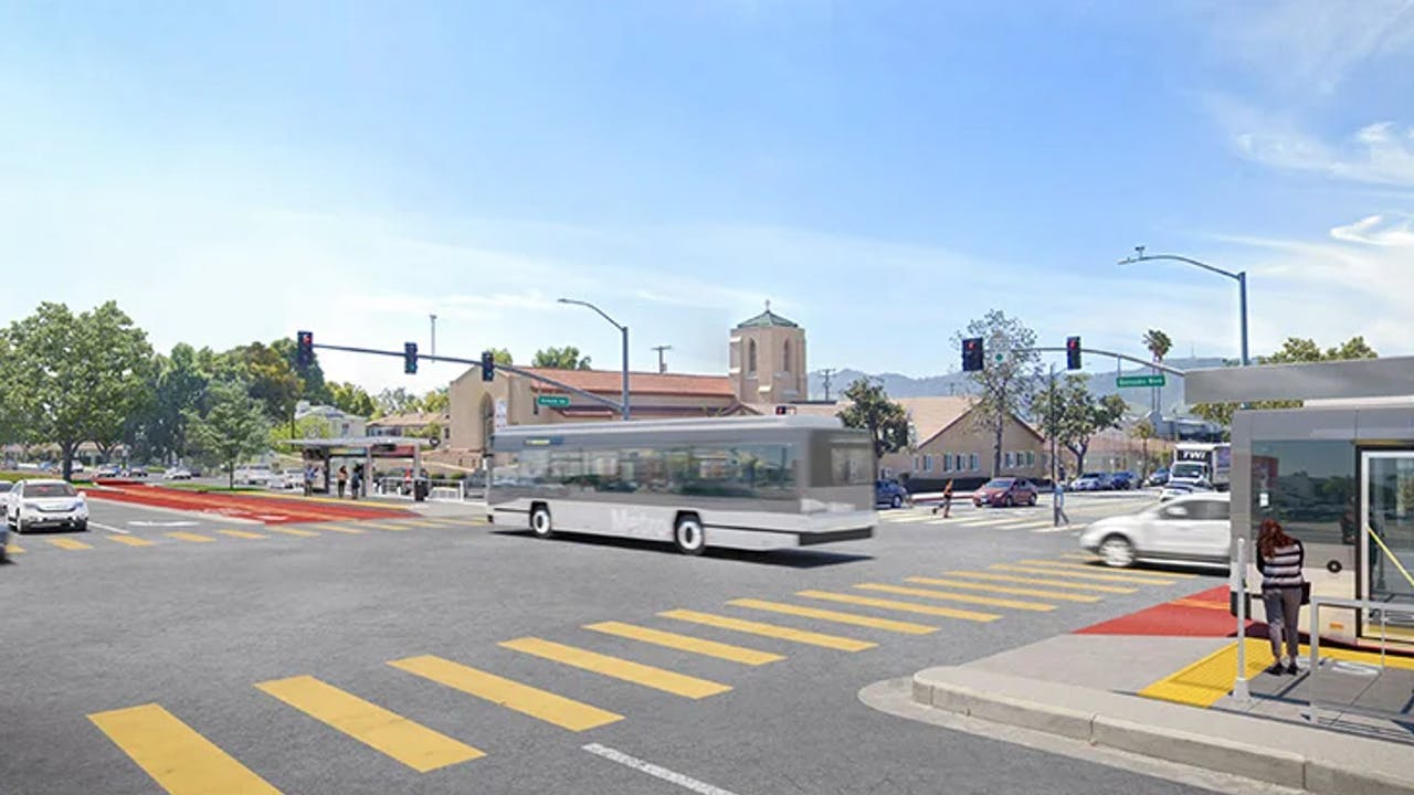 A rendering of the North Hollywood to Pasadena BRT Corridor Project.