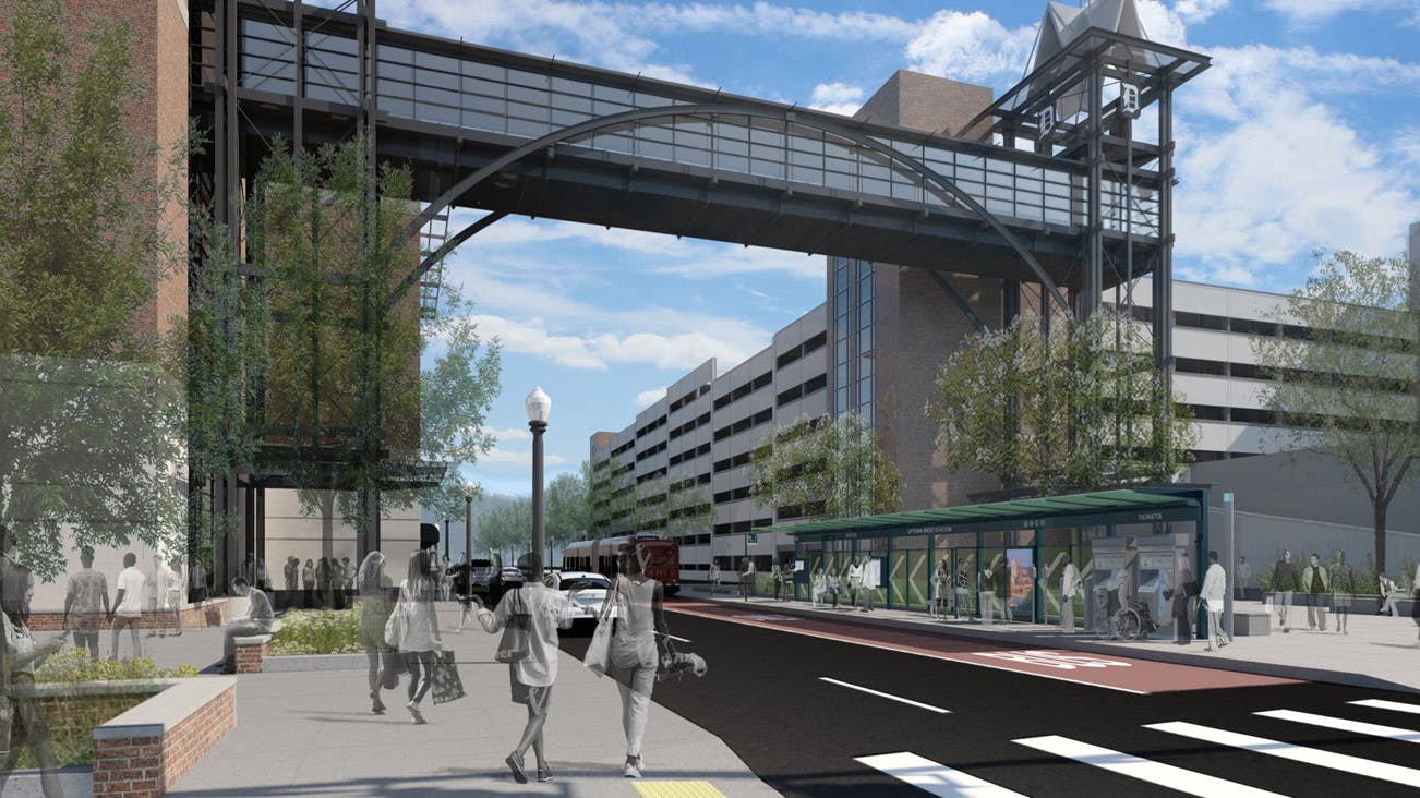 The University Line Phase two project includes 18 new transit stations located along six miles of dedicated bus-only lanes, two miles of protected bike lanes and community amenities.