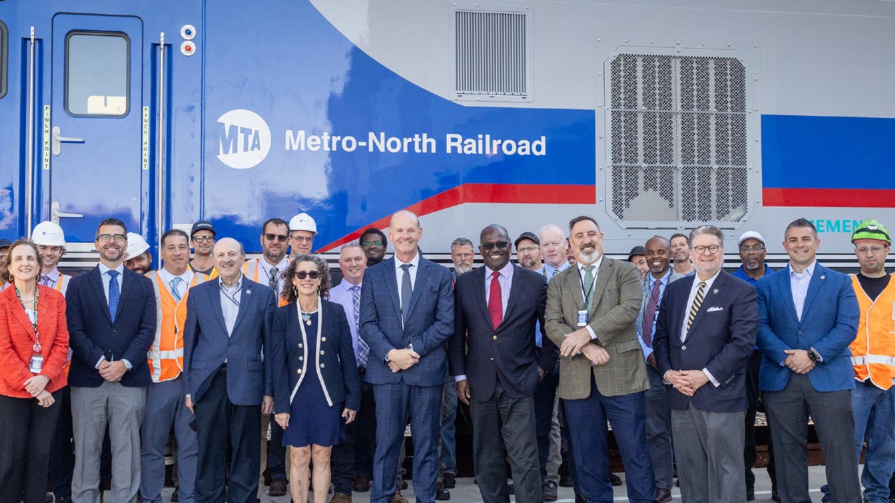MTA officials cut the ribbon on new SC42-DM locomotives