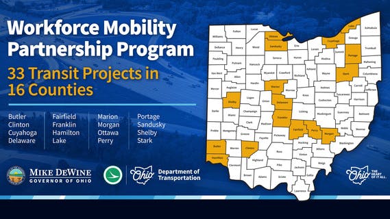 ODOT awards $17.5 million in grants to support public workforce transportation in rural and urban areas of Ohio.