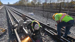 Crews performed track replacement work along the Red Line. Crews performed track replacement work along the Red Line.