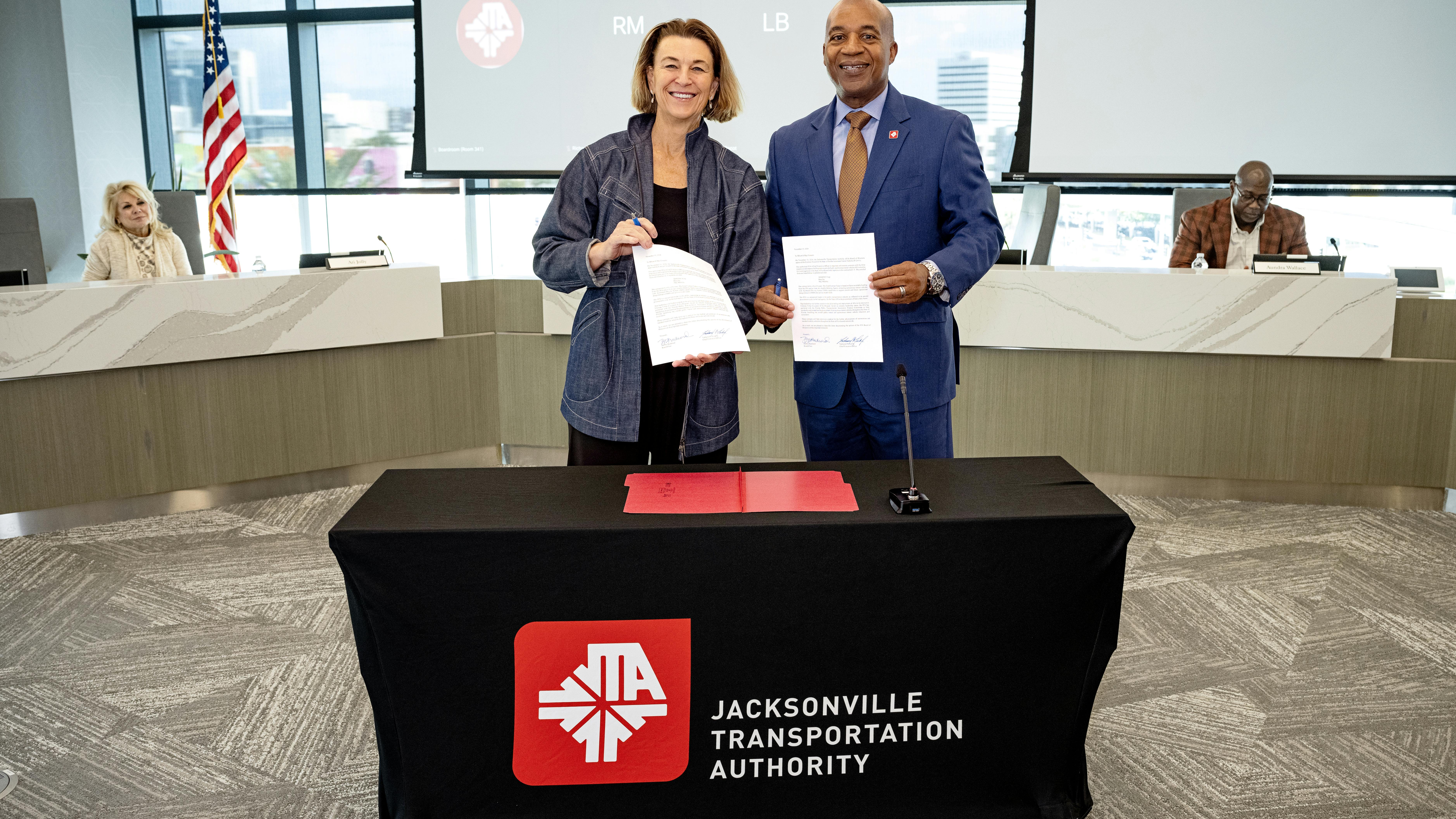 JTA Board Chair Debbie Buckland (left) and JTA CEO Nathaniel P. Ford Sr. (right)