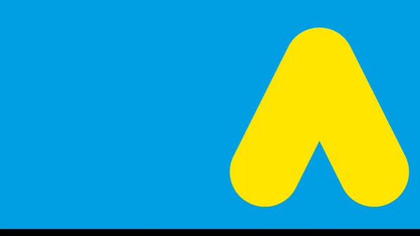 A blue background with a yellow triangle.