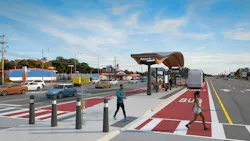BRT island style station rendering for low country transit BRT island style station rendering for low country transit