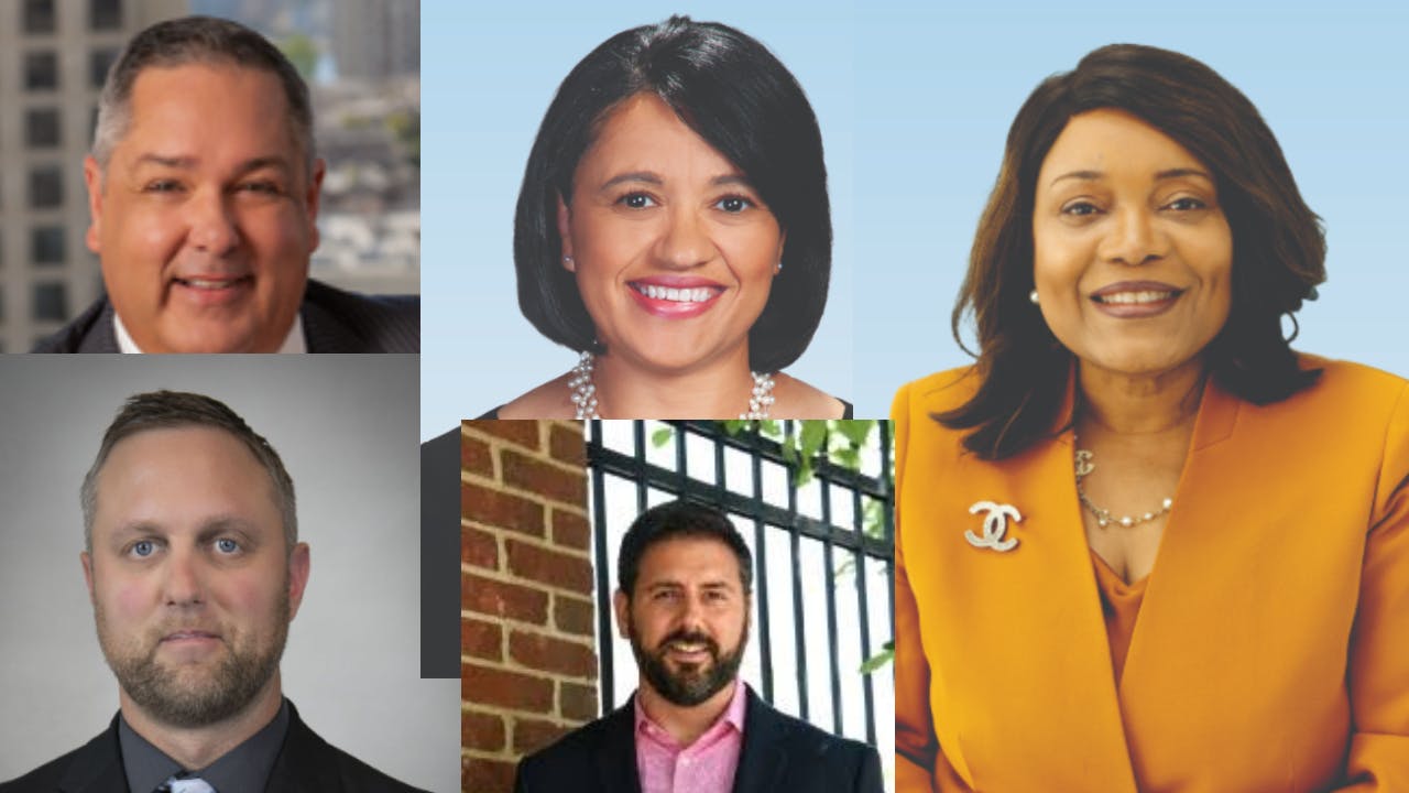 From top left: AC Transit&rsquo;s General Manager and CEO Michael Hursh, WSP's Transit and Rail Market Leader Angela Schwarz, WSP's Deputy Transit and Rail Market Leader Inez Evans Benson, Washington County, Md., Transit Director Shawn Harbaugh and RIPTA CEO Christopher Durand.