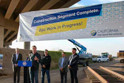 California Governor Newsom makes announcement at podium with project banner in the background California Governor Newsom makes announcement at podium with project banner in the background