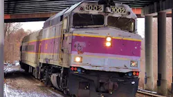 MBTA commuter rail train. MBTA commuter rail train.