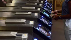 MTA's OMNY on a fare gate. MTA's OMNY on a fare gate.