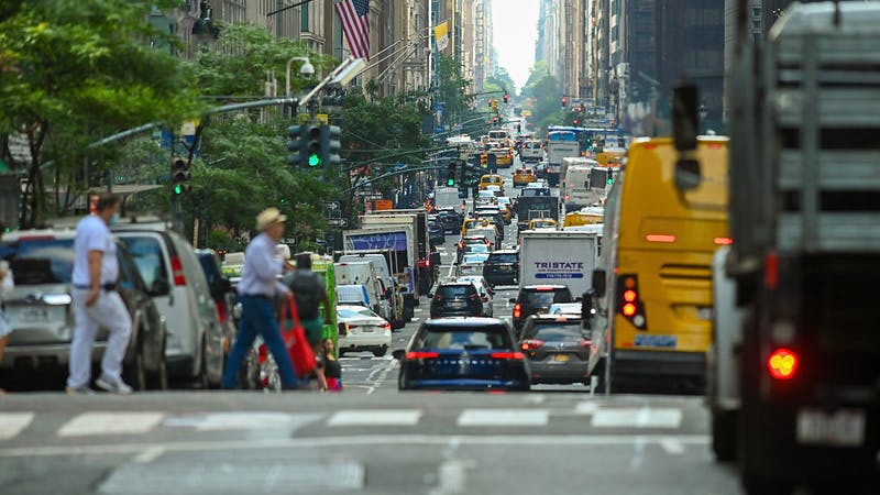 Madison Avenue looking north from 41st St. on July 6, 2022, shows traffic and congestion in the Central Business District.
