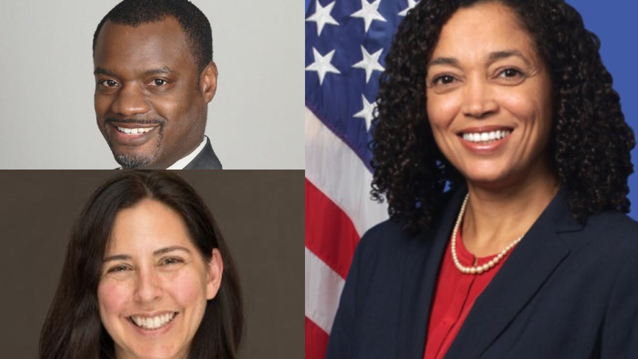 Hughey Newsome (top left); Julie Kirschbaum (bottom left); Victoria Baecher Wassmer (right). Not pictured: Max Glober and Donnie Horner III.