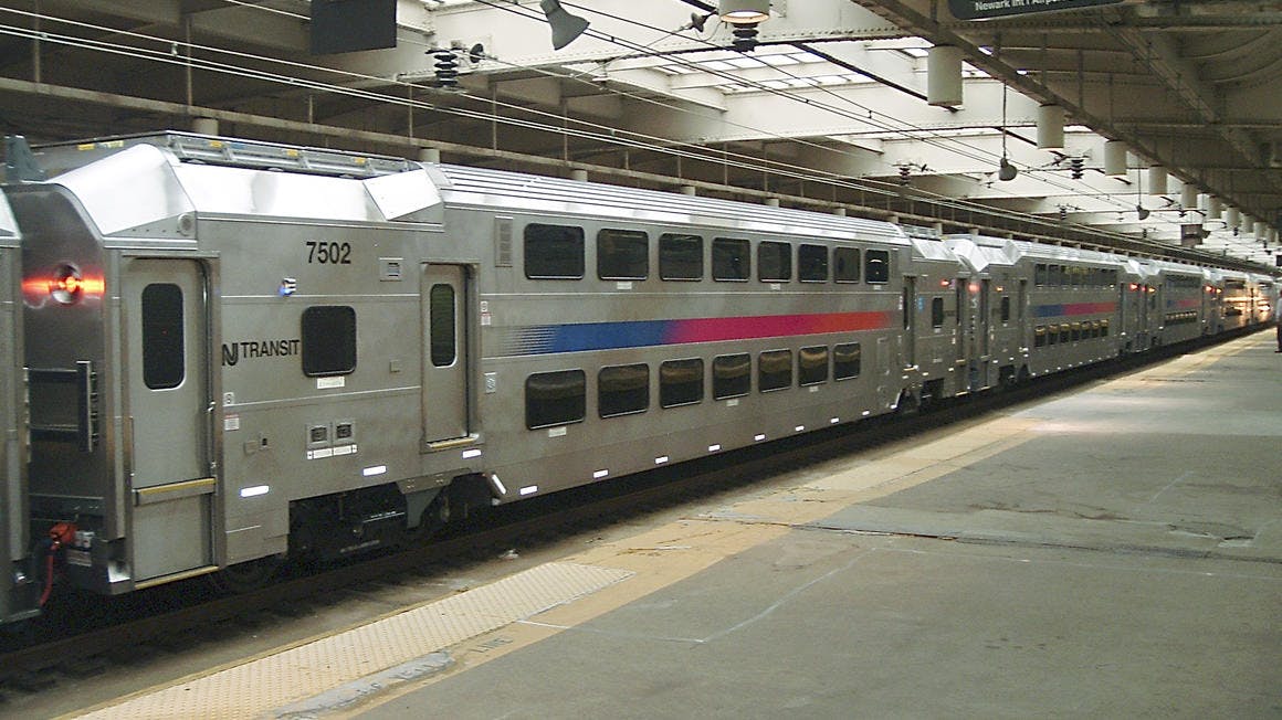 A NJ Transit multilevel II vehicle truck.