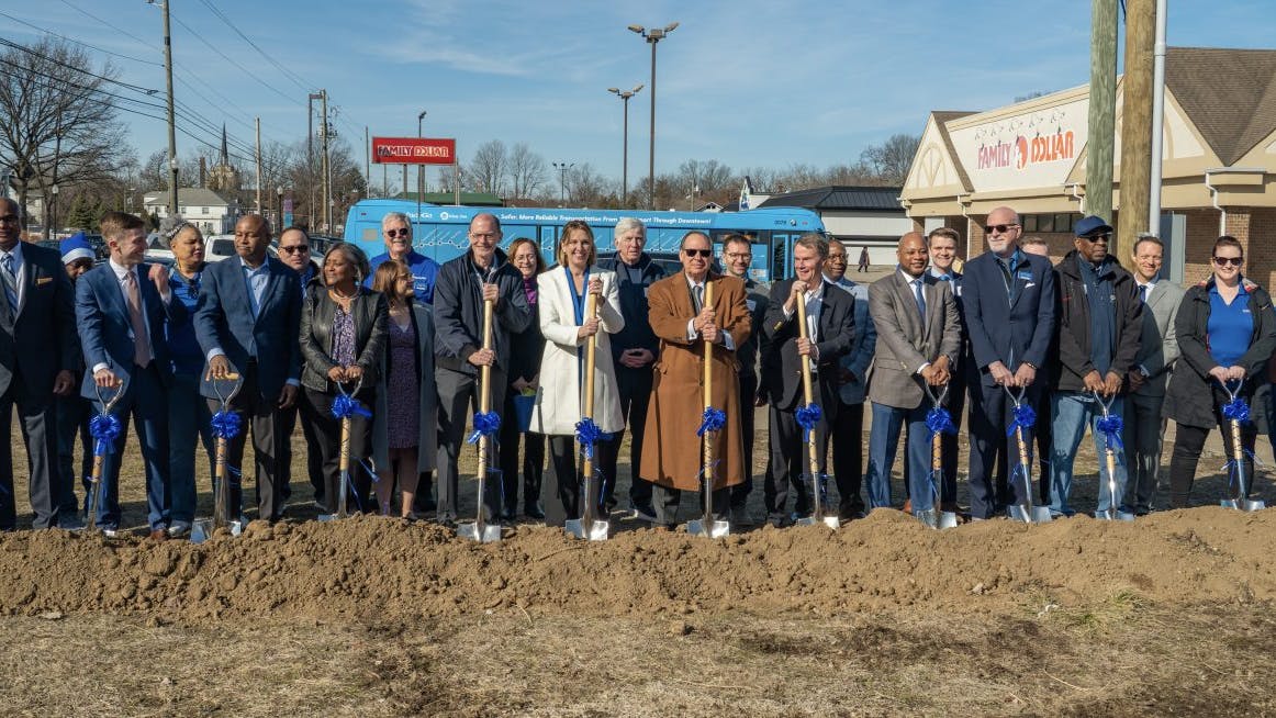 IndyGo celebrated the groundbreaking of the Blue Line bus rapid transit (BRT) project.