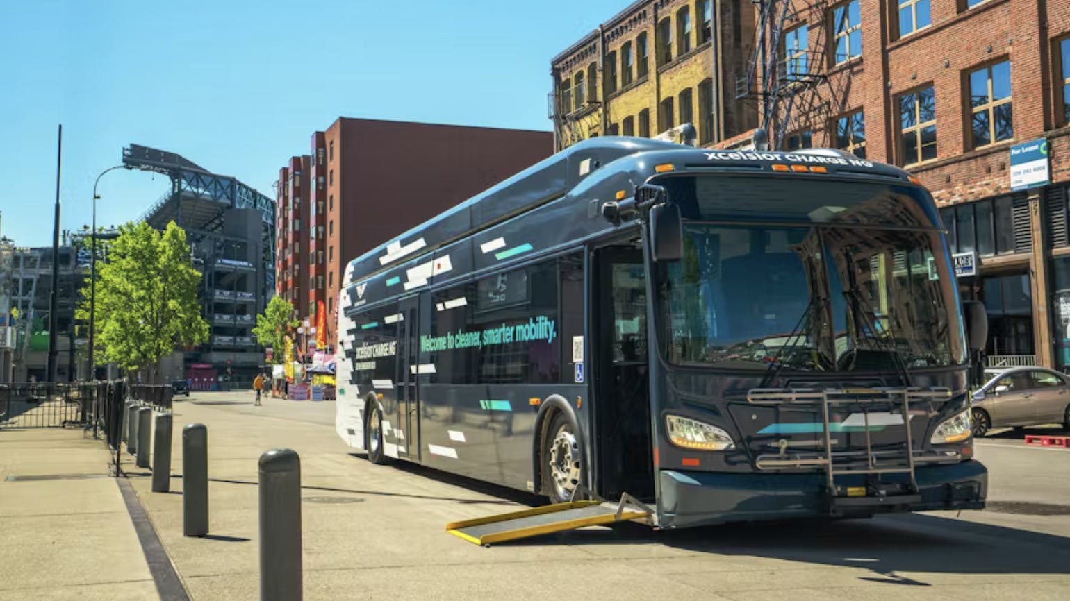 A New Flyer Xcelsior CHARGE NG&trade; 40-foot bus.