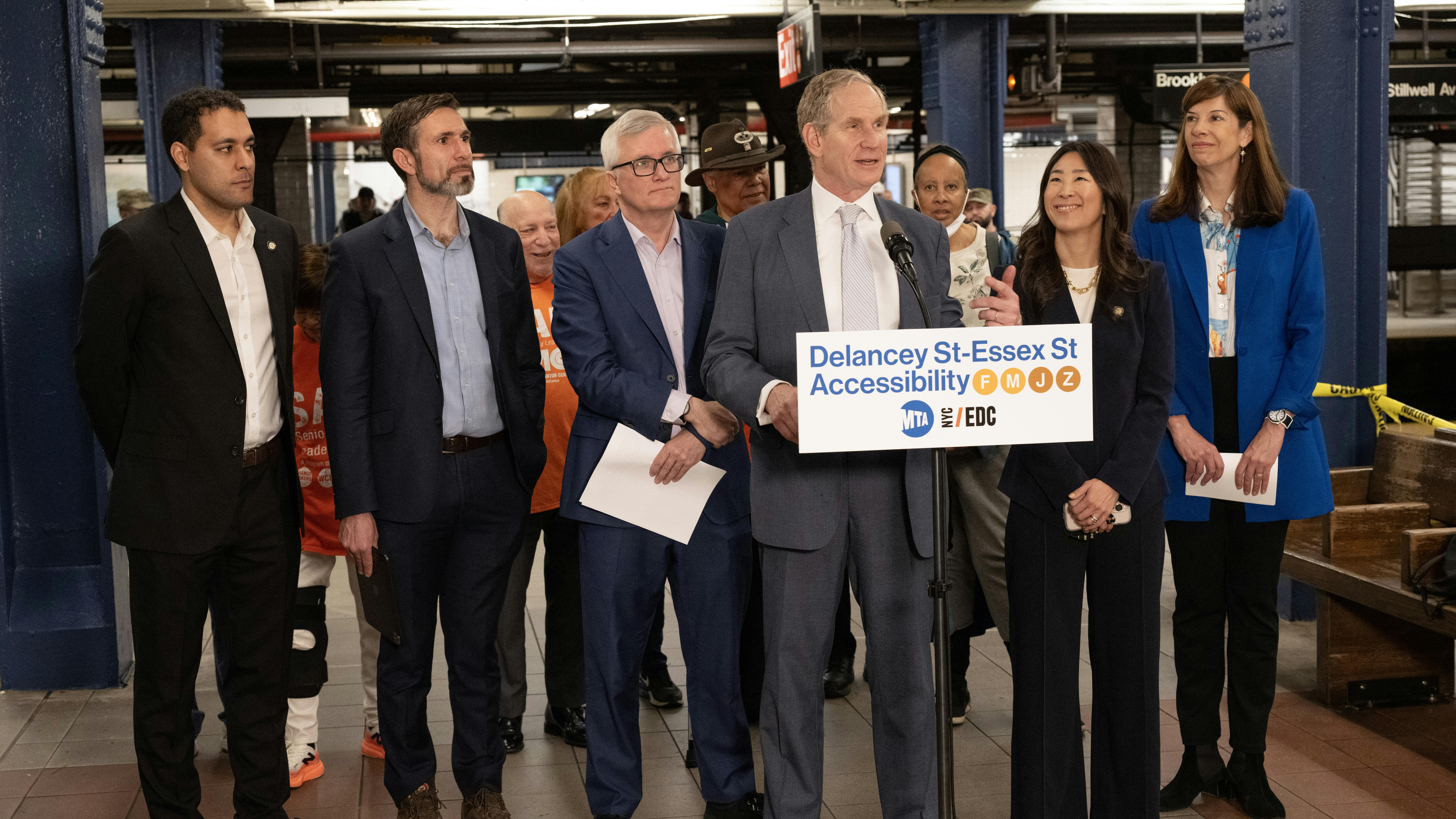 The MTA, the New York City Economic Development Corporation and the Delancey Street Associates have partnered together to make the Delancey St&ndash;Essex St Station complex accessible and ADA compliant and to develop mixed-income housing on the former site of the Essex Market.