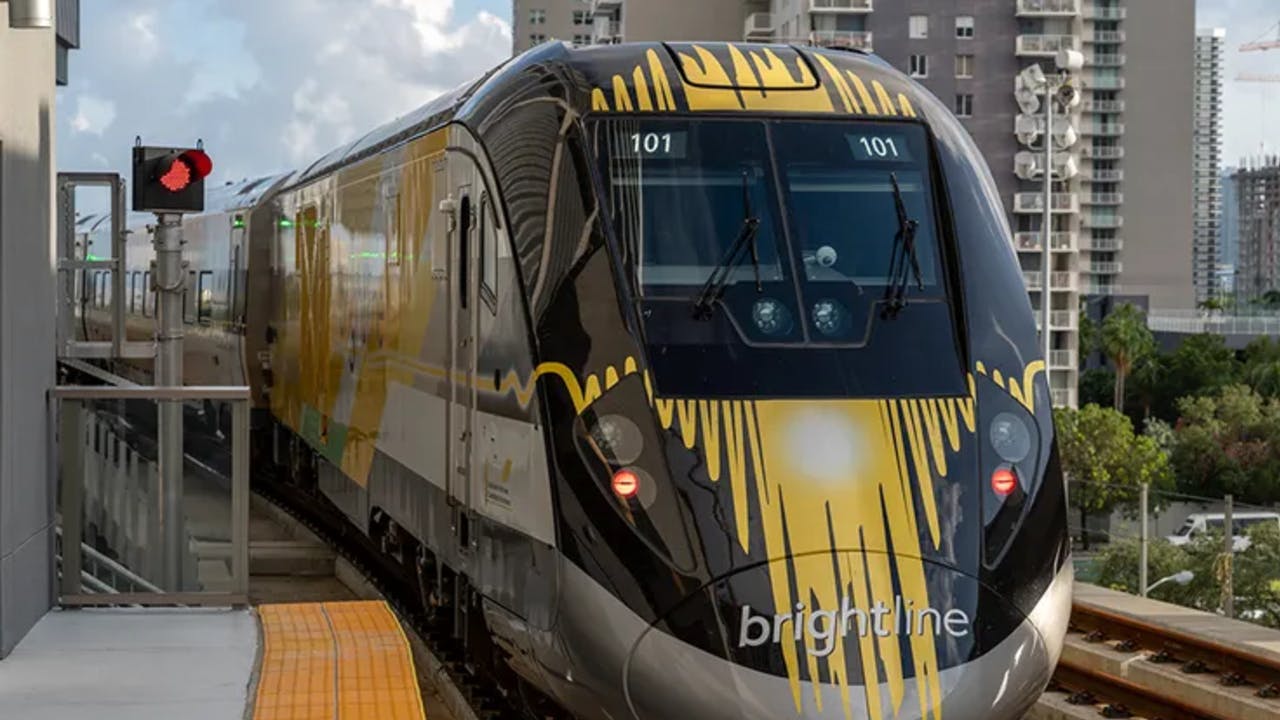 A Brightline Charger locomotive.
