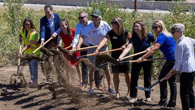 Representatives from CDOT, the city of Lone Tree and Denver South break ground on Lone Tree Mobility Hub.
