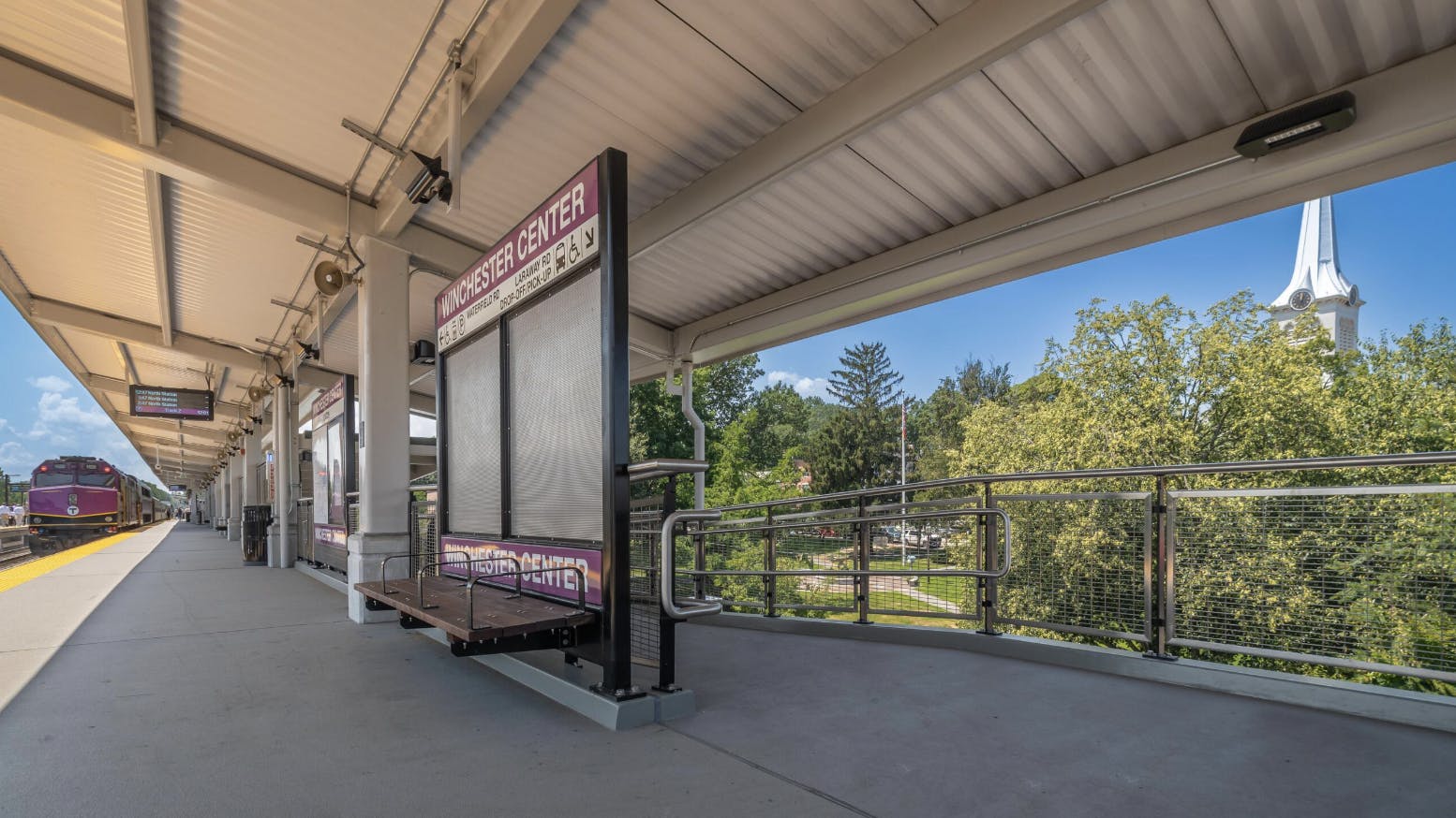 Winchester Center rail station with updated platform, ramp