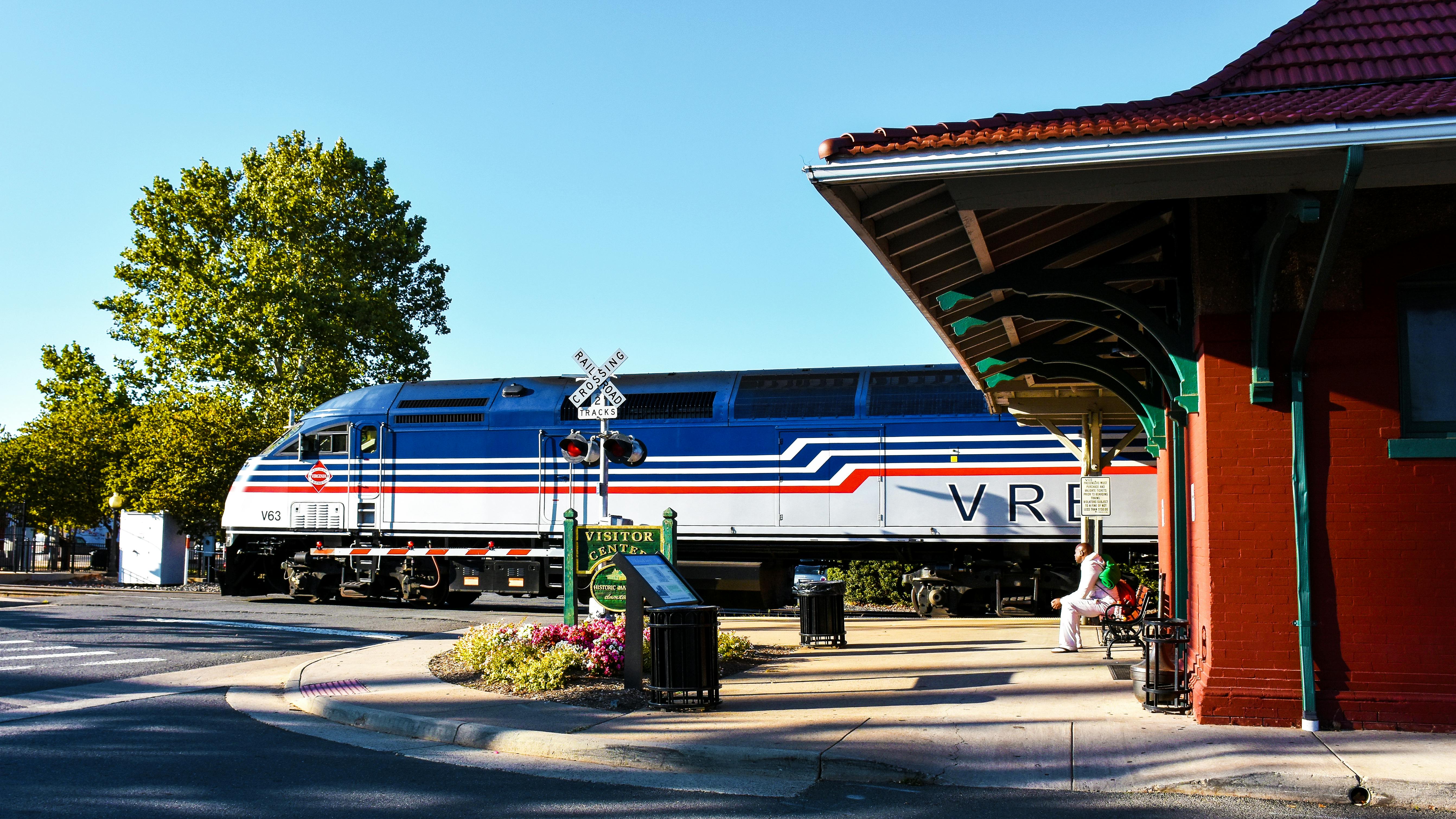 Virginia Railway Express Train at Manassas Train Station in Manassas, Va.
