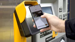 A rider taps their Android phone to an ORCA-enabled payment terminal. A rider taps their Android phone to an ORCA-enabled payment terminal.