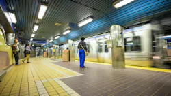 A passenger waits for a SEPTA subway. A passenger waits for a SEPTA subway.