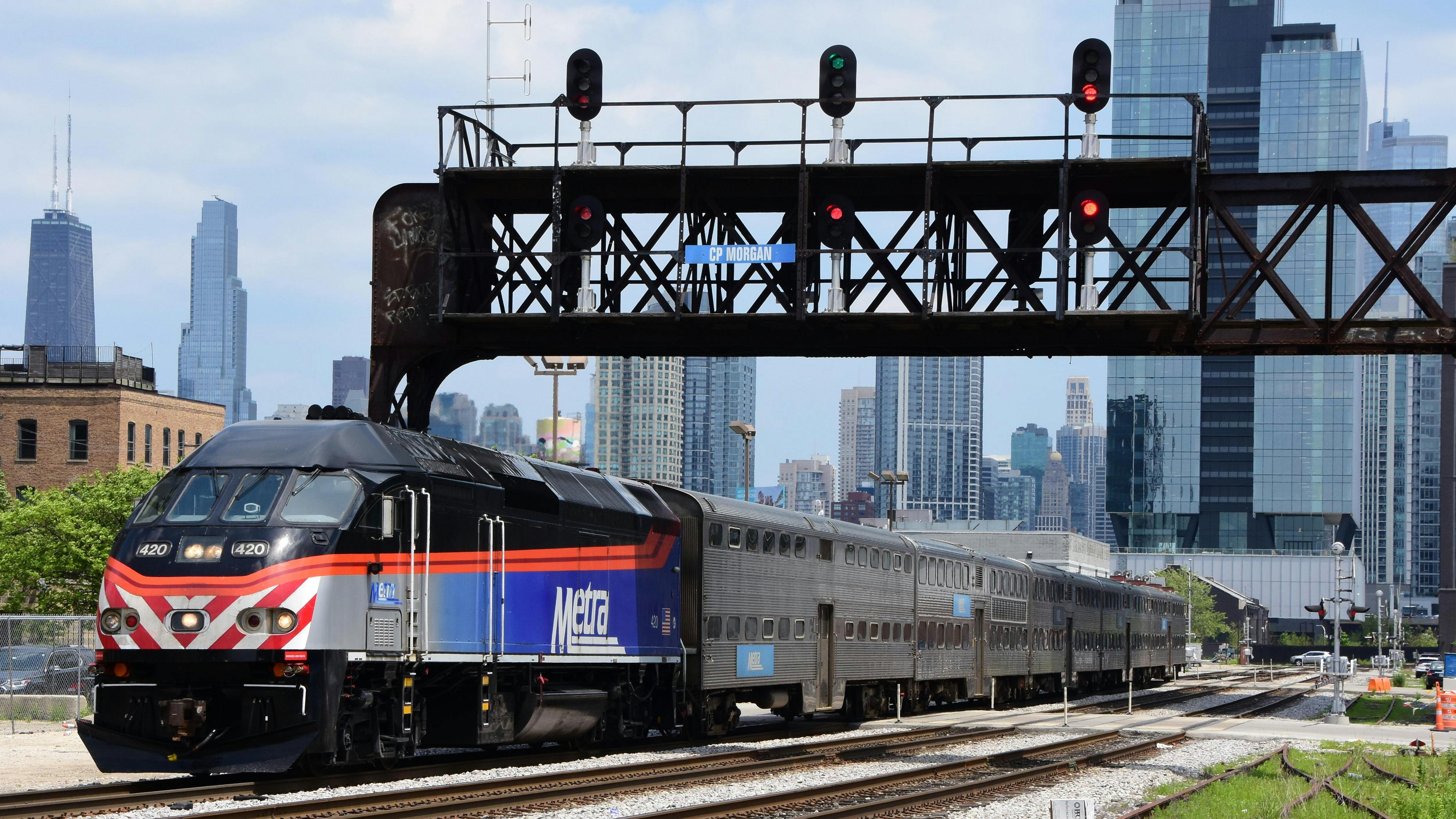 A Metra locomotive.
