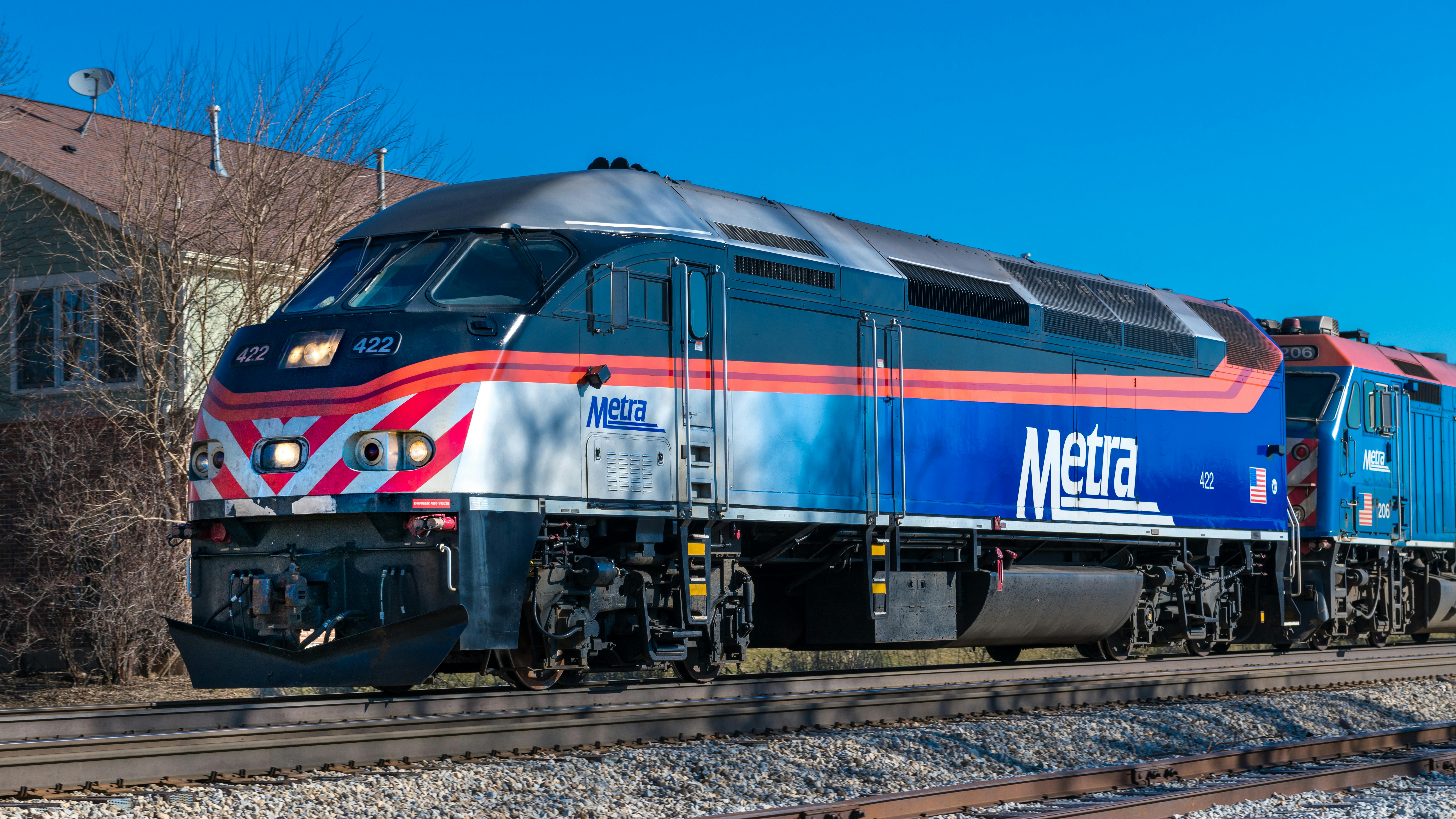 Metra commuter train arrives in Mokena from Chicago.