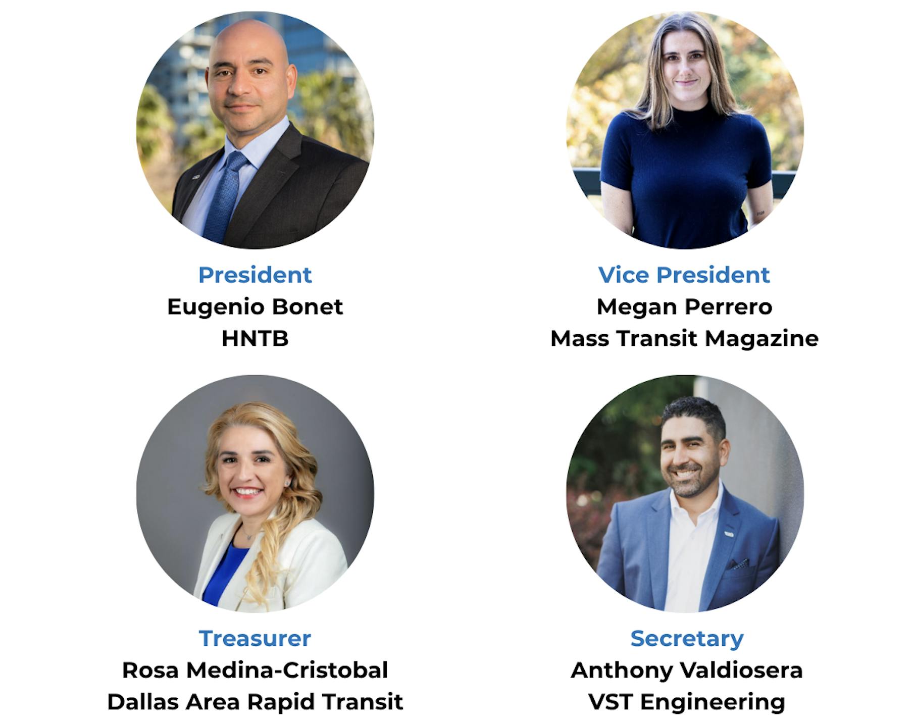 headshots of each board officers with their name and company underneath their image