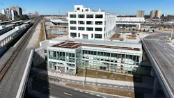 The image shows an exterior wide shot of the new station. The image shows an exterior wide shot of the new station.