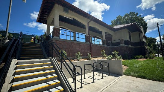 The image shows a wide shot of the renovated station.