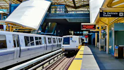 A Bay Area Rapid Transit train at the Millbrae, Calif., station is ready to depart for San Francisco and the East Bay. A Bay Area Rapid Transit train at the Millbrae, Calif., station is ready to depart for San Francisco and the East Bay.