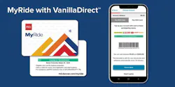 The image shows a graphic of the new VanillaDirect card and the updated MyRide app with a VanillaDirect barcode. The image shows a graphic of the new VanillaDirect card and the updated MyRide app with a VanillaDirect barcode.