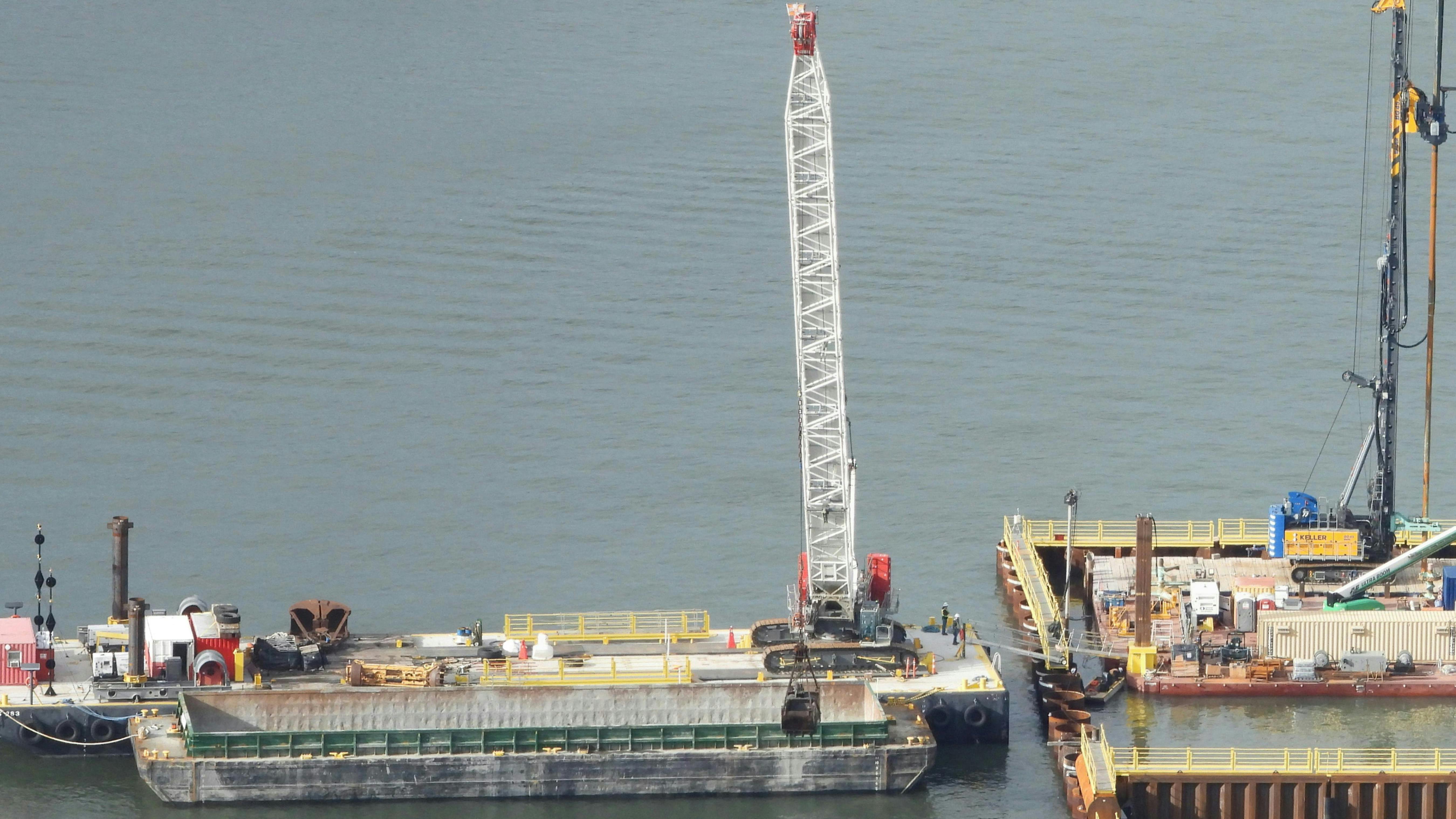 Construction happening on the Hudson River Ground Stabilization project on Dec. 31, 2024.