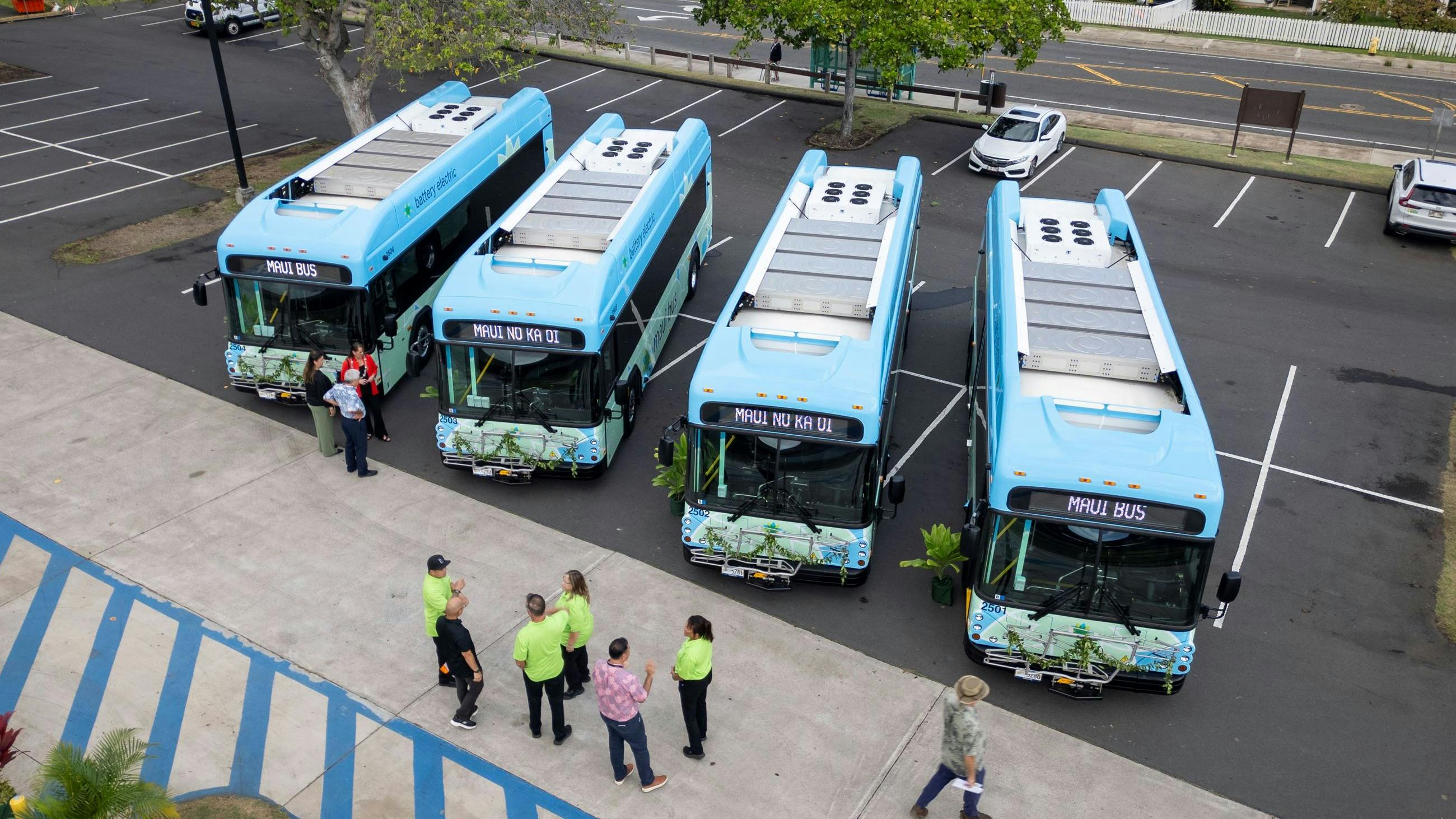 The county of Maui, Hawaii, has begun passenger service for four new all-electric transit buses.