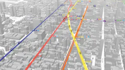 The image shows a map of subways lines overlaid on a whited-out city map. The image shows a map of subways lines overlaid on a whited-out city map.