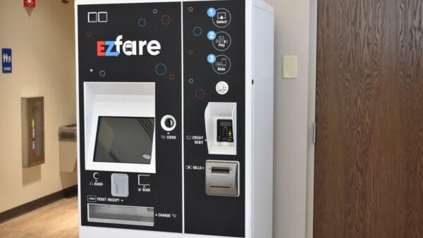 One of the new transit vending machines Laketran has installed.