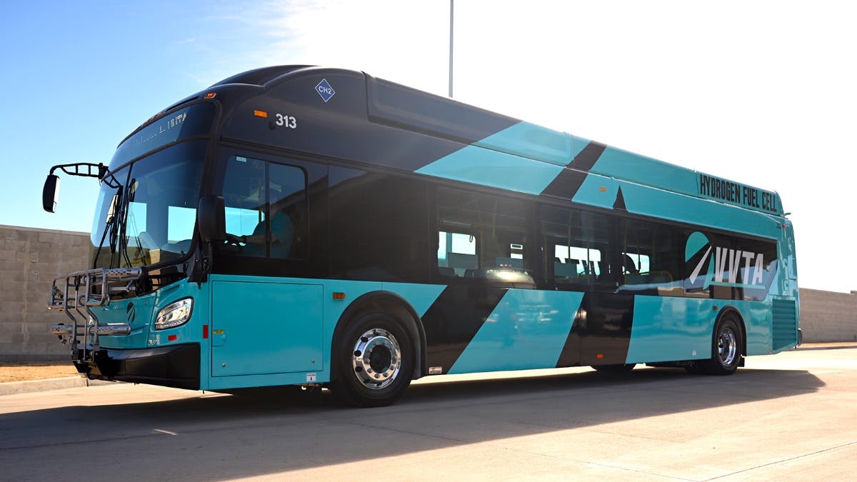 A newly branded Victor Valley Transit Authority bus.