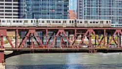 A CTA subway crosses over water in Chicago. A CTA subway crosses over water in Chicago.