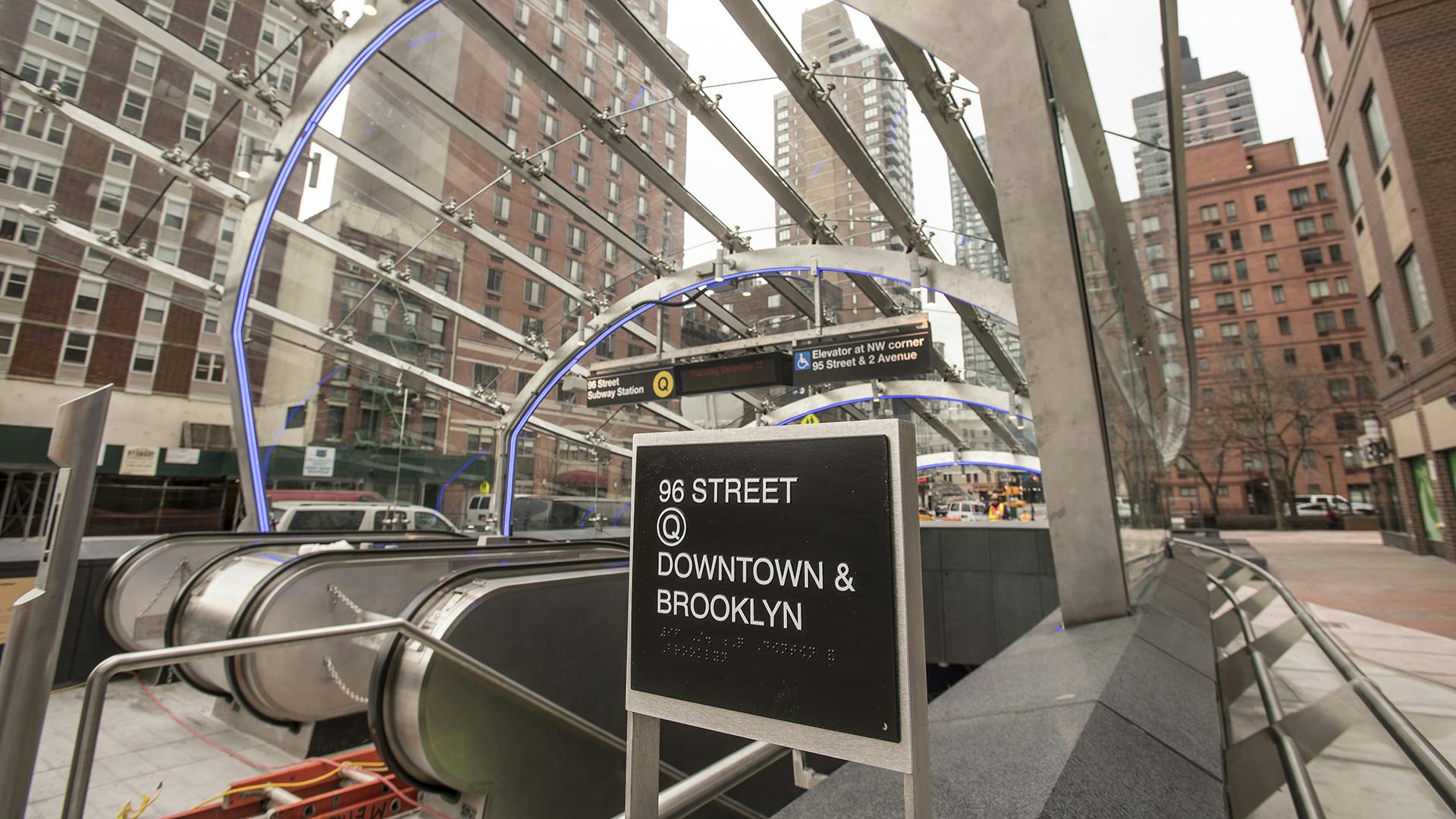 The image shows the entrance to the 96th Street Q Station.