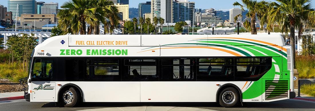 An Alameda-Contra Costa Transit District zero-emission bus.