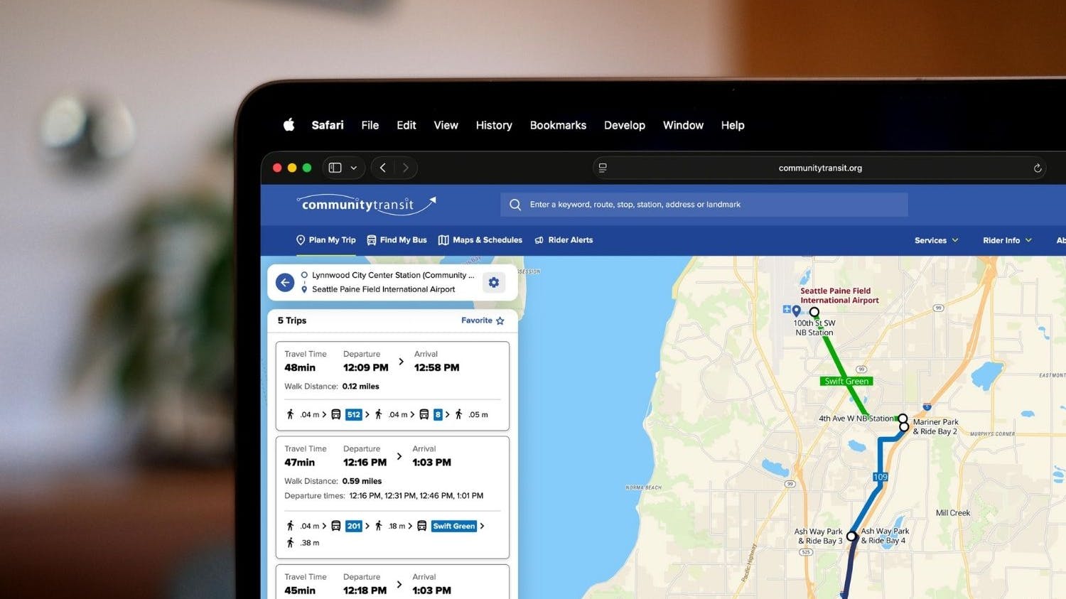 Community Transit has upgraded the desktop version of the Plan My Trip tool.