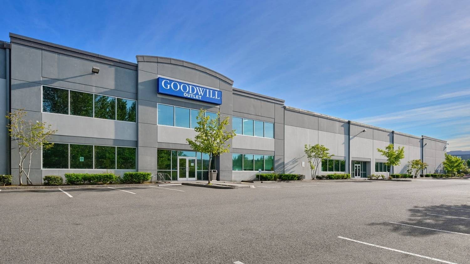 An exterior shot of the Goodwill property that Community Transit plans to purchase to support operational growth.