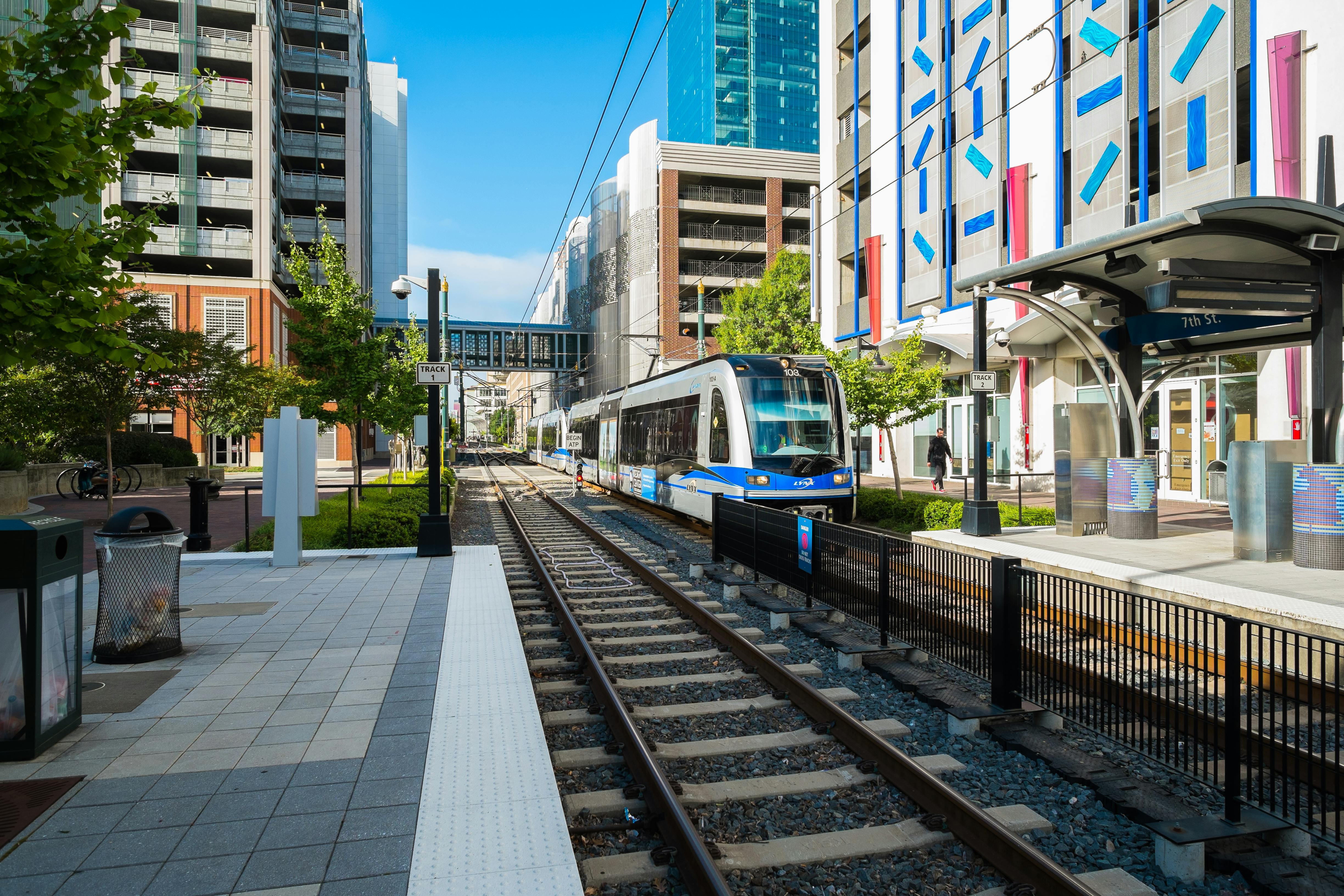 CATS light-rail train in Charlotte, NC