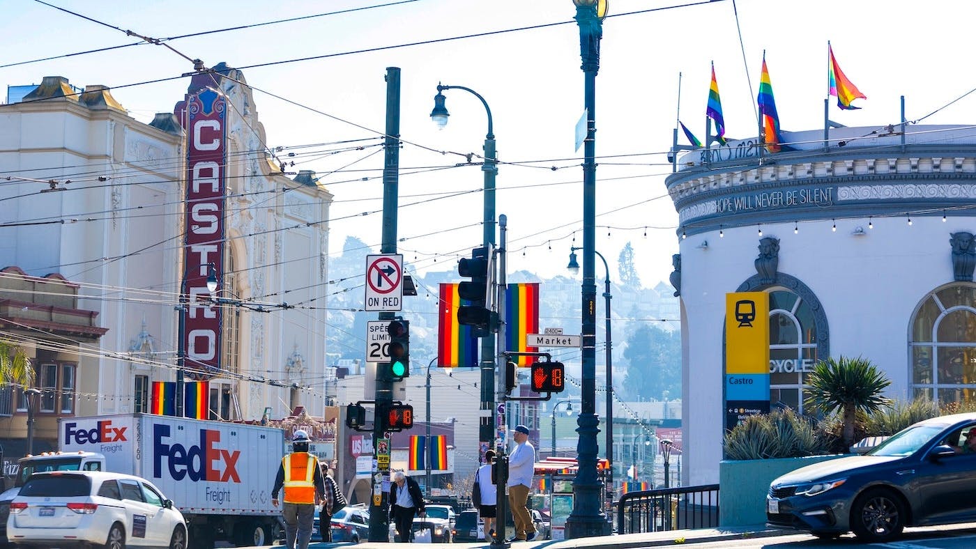 The image shows an intersection hosting a new set of signage.