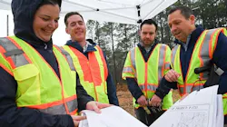 From left to right: North Carolina Department of Transportation (NCDOT) Division 5 Engineer Becca Gallas, NCDOT Secretary Daniel Johnson, Federal Railroad Administration Deputy Administrator Drew Feeley and NCDOT Rail Division Director Jason Orthner reviewed plans for the S‑Line grade separation project on New Hope Church Road in Raleigh, N.C., on Feb. 26.​​​ From left to right: North Carolina Department of Transportation (NCDOT) Division 5 Engineer Becca Gallas, NCDOT Secretary Daniel Johnson, Federal Railroad Administration Deputy Administrator Drew Feeley and NCDOT Rail Division Director Jason Orthner reviewed plans for the S‑Line grade separation project on New Hope Church Road in Raleigh, N.C., on Feb. 26.​​​