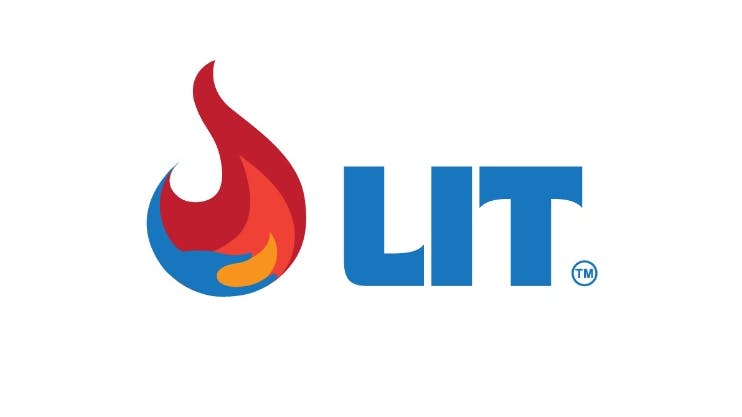 The image displays the LIT logo font next to the logo flame.