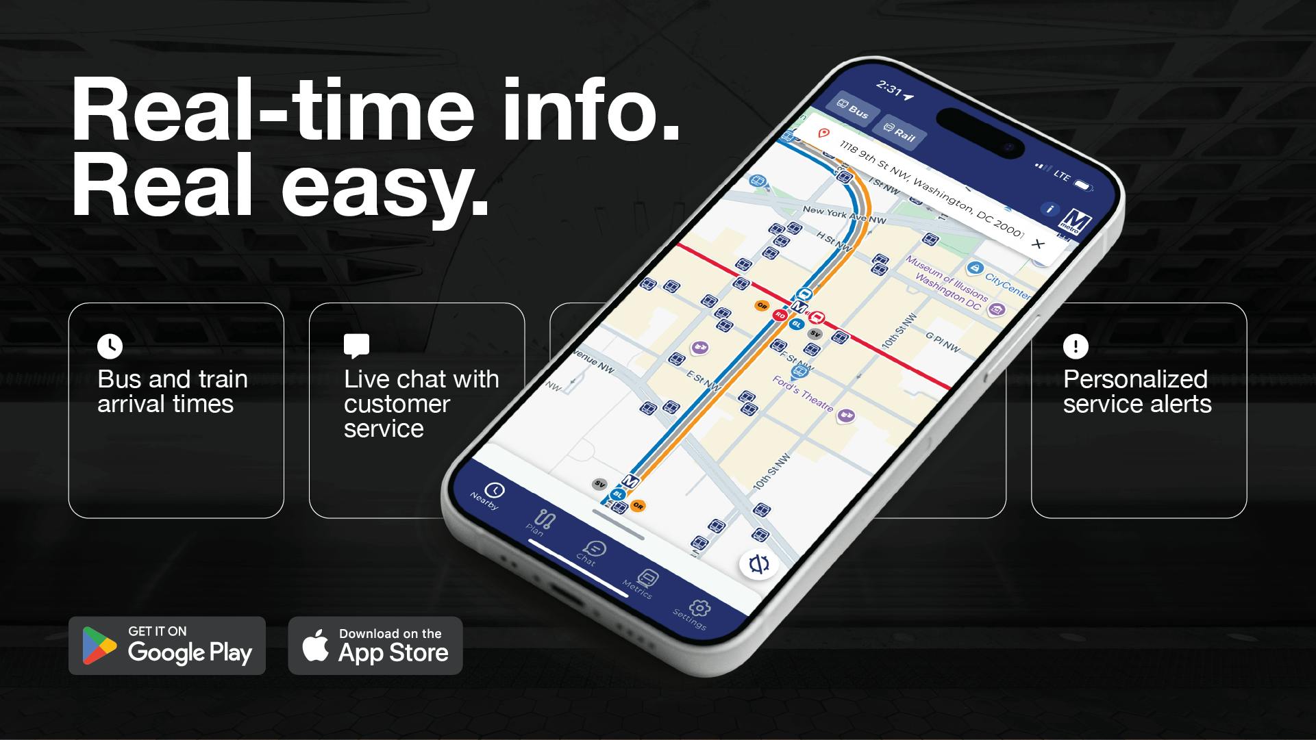 The Washington Metropolitan Area Transit Authority's MetroPulse app.