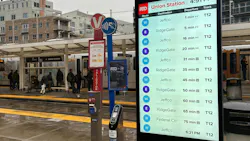 New displays support customer navigation across bus and rail connections. New displays support customer navigation across bus and rail connections.
